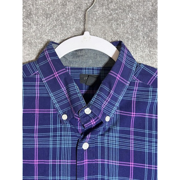J Crew Tartan Plaid Long Sleeve Button Down Shirt Mens Size Medium Blue Pink - Picture 5 of 9